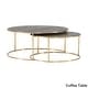 preview thumbnail 4 of 22, Subira Antique Gold Finished Metal Wood Round Coffee Table Nesting Set by iNSPIRE Q Bold