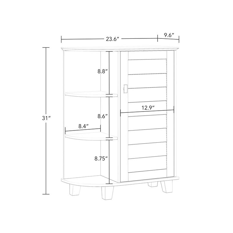 RiverRidge Brookfield Single Door Floor Bathroom Laundry Storage Cabinet Organizer; Adjustable and Fixed Shelves - White