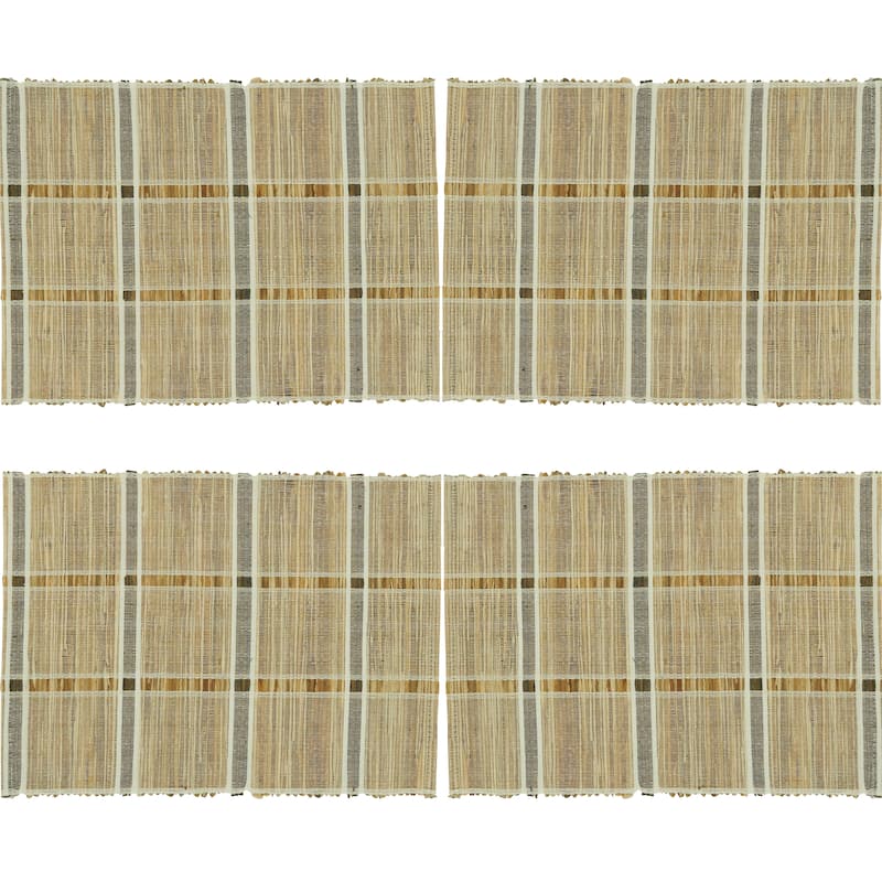 Water Hyacinth Table Mats with Stripe Design (Set of 4) - 14"x20"