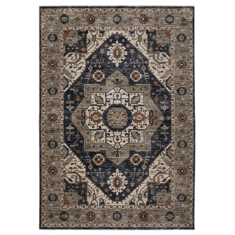 Esme Traditional Center Medallion Area Rug - 2' 3" x 7' 6" - Blue/ Grey - Runner