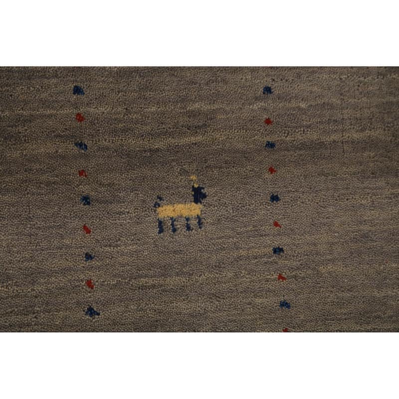 Gabbeh Oriental Area Rug Hand-Knotted Wool Carpet - 8'0" x 9'11"