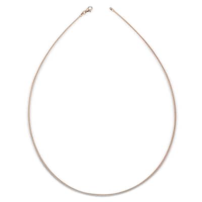 Italian Sterling Silver Round 2mm Rose-gold-plated Omega Necklace (16-20') - Pink