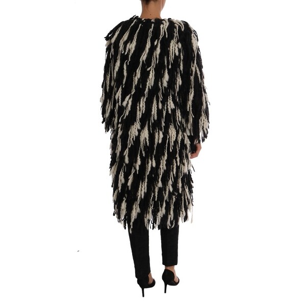 black and white wool coat