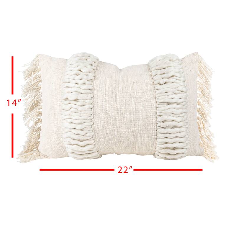 Foreside Home & Garden Textured Yarn White Filled Pillow