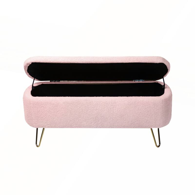 Modern Grey Faux Fur Entryway Bench