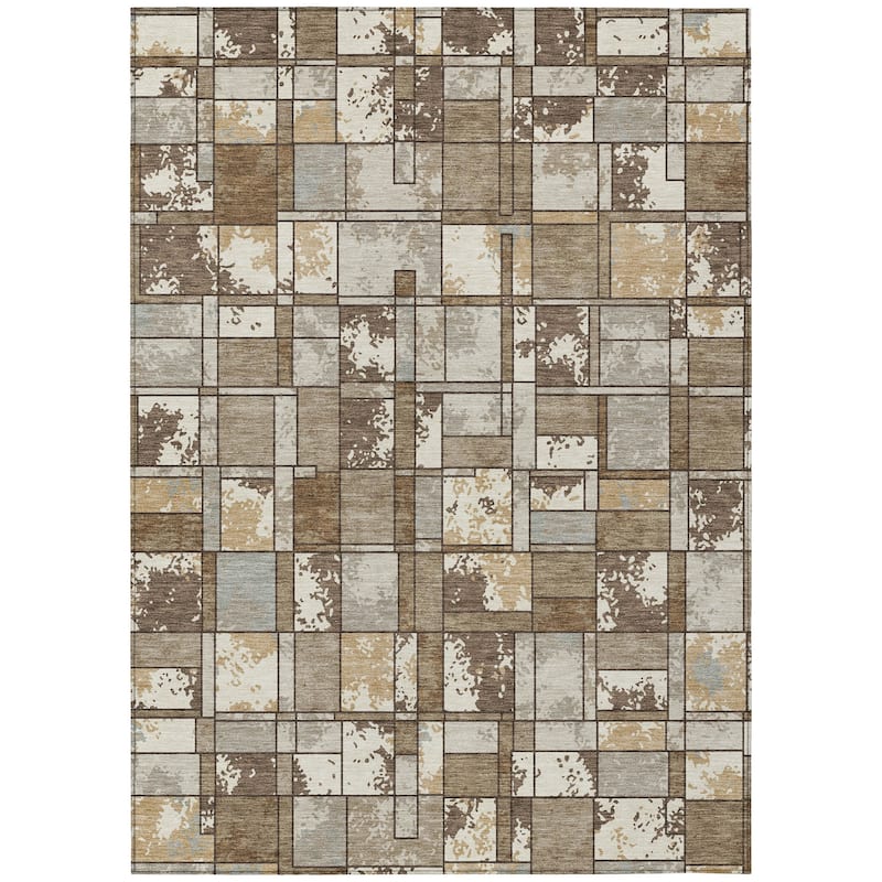 Machine Washable Indoor/ Outdoor Patchwork Chantille Rug
