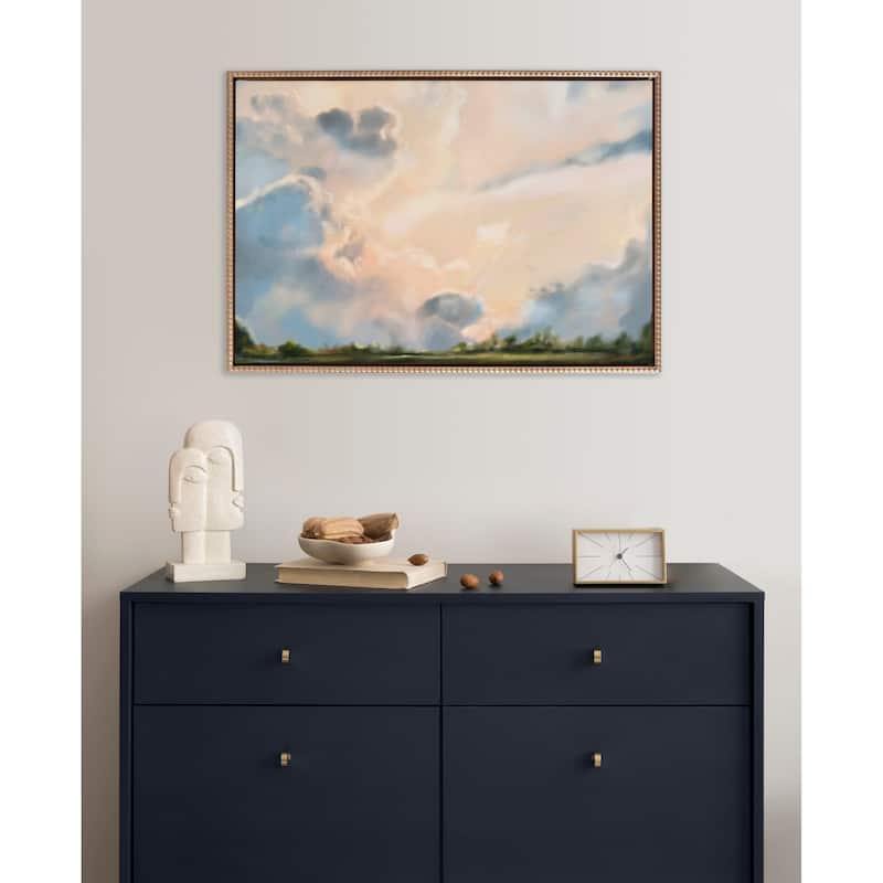 Kate and Laurel Sylvie Beaded Clouds Framed Canvas by Mary Sparrow