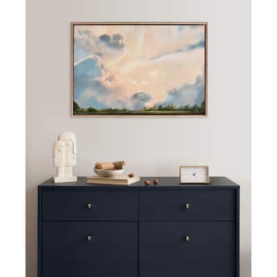 Kate and Laurel Sylvie Beaded Clouds Framed Canvas by Mary Sparrow