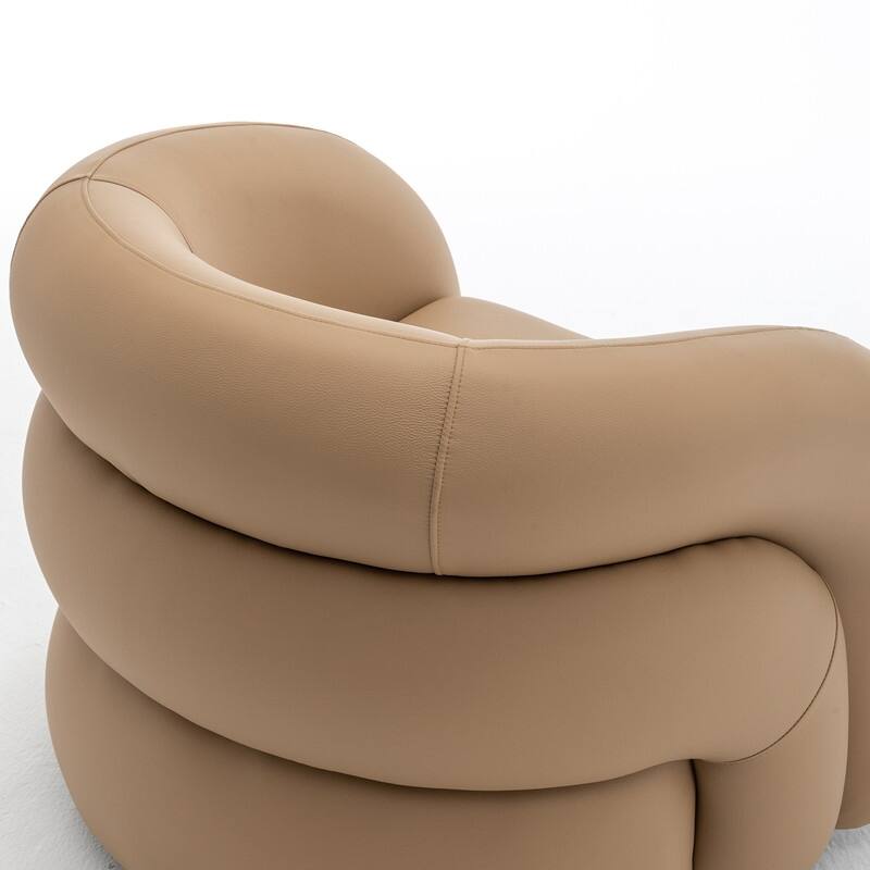 SEYNAR Modern Glam PU Leather 360 Degree Swivel Accent Armchair with Metal Base