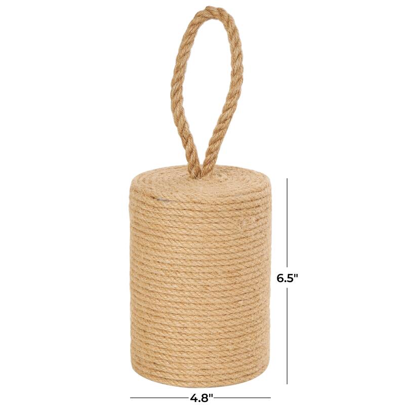 Brown Jute Rope Handmade Coiled Rope Buoy Decorative Sculpture with Handle