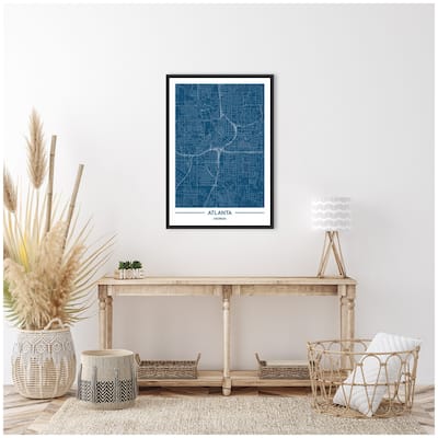 Kate and Laurel Sylvie Atlanta Map Regal Blue Framed Canvas by Jake Goossen