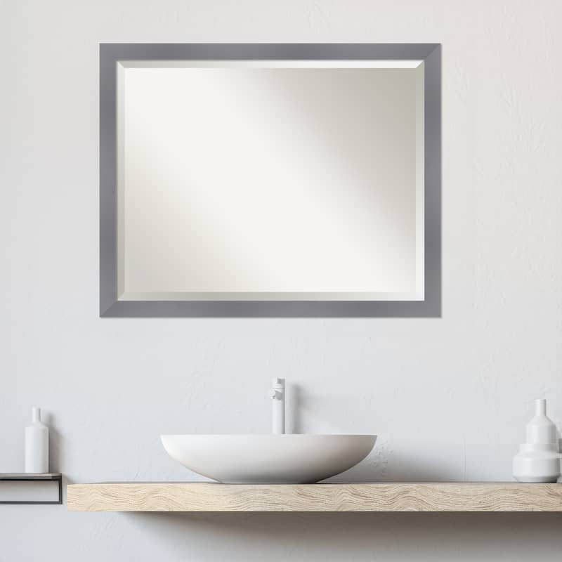 Edwin Beveled Wood Framed Bathroom Vanity Wall Mirror