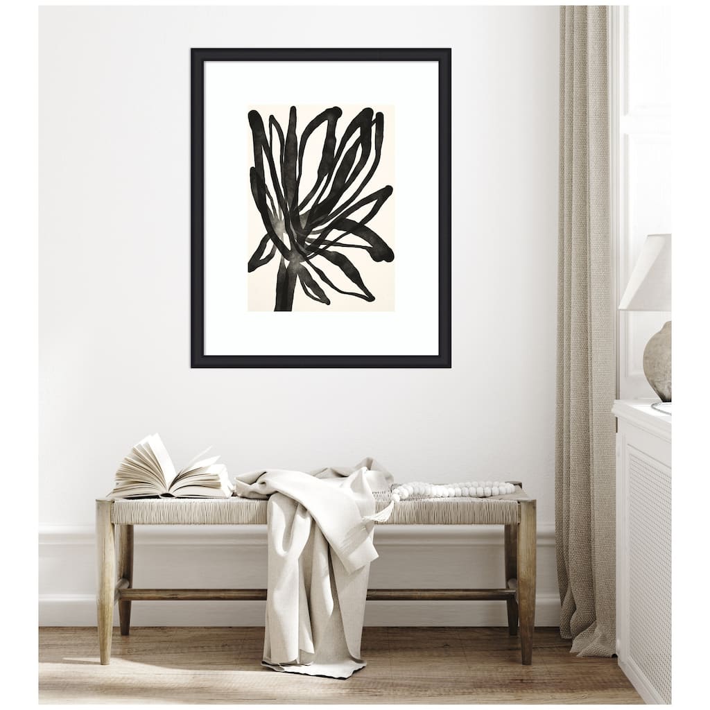 Kate and Laurel Framed Art Dark Floral by Alicia Bock