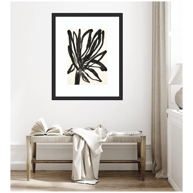 Kate and Laurel Framed Art Dark Floral by Alicia Bock
