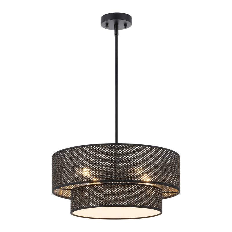 GetLedel 18-in Boho 4-Light Hand Woven Drum Chandelier - 18"