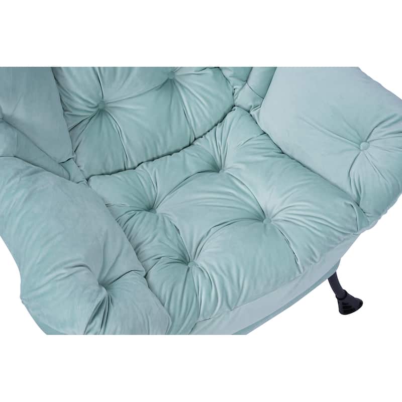 Accent Contemporary Lounge Chair, Single Steel Frame Sofa Chair with Armrests and A Side Pocket,with ottoman,with footrest