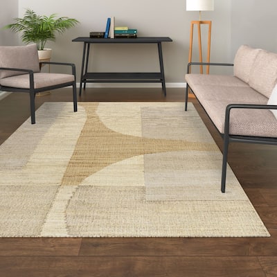 Sevita Ivory/Brown Abstract Indoor Area Rug