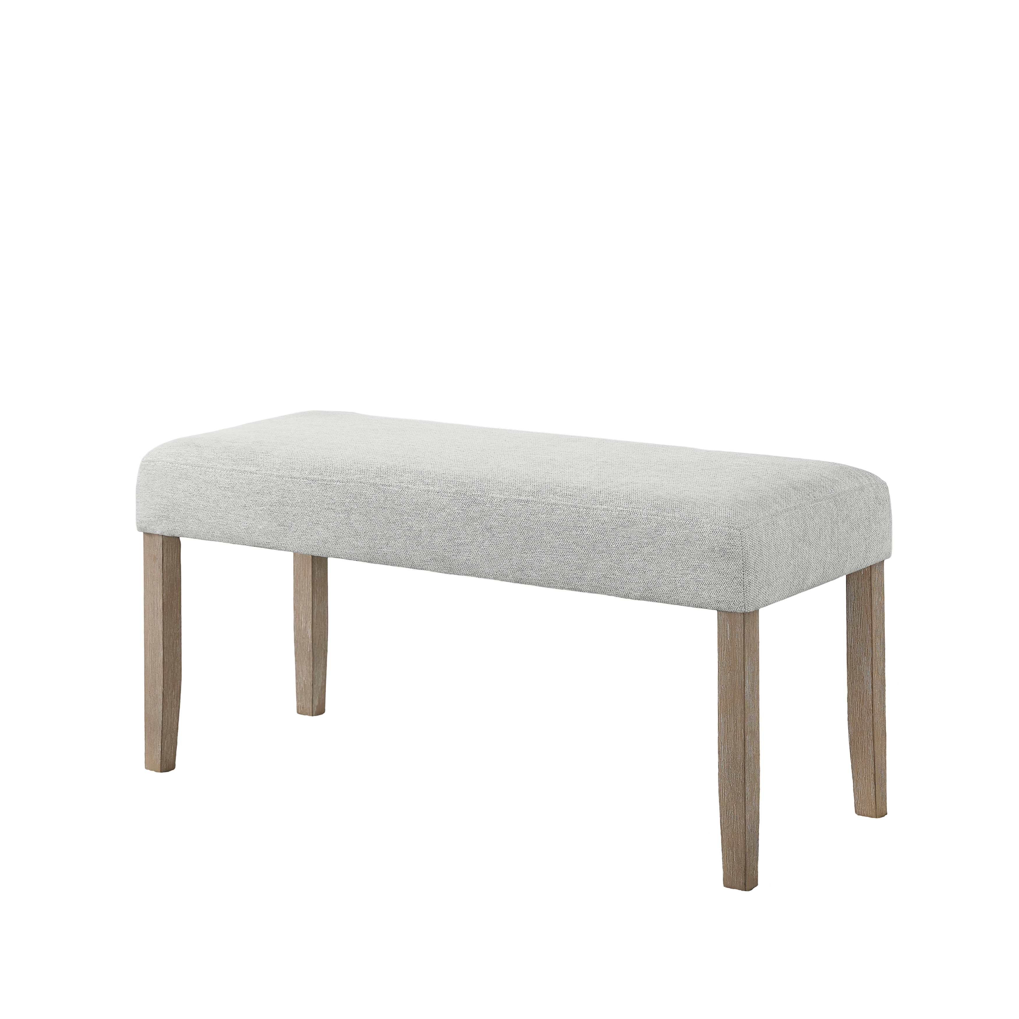 Tabitha Dining Bench With Light Oak Finish And Light Gray Fabric