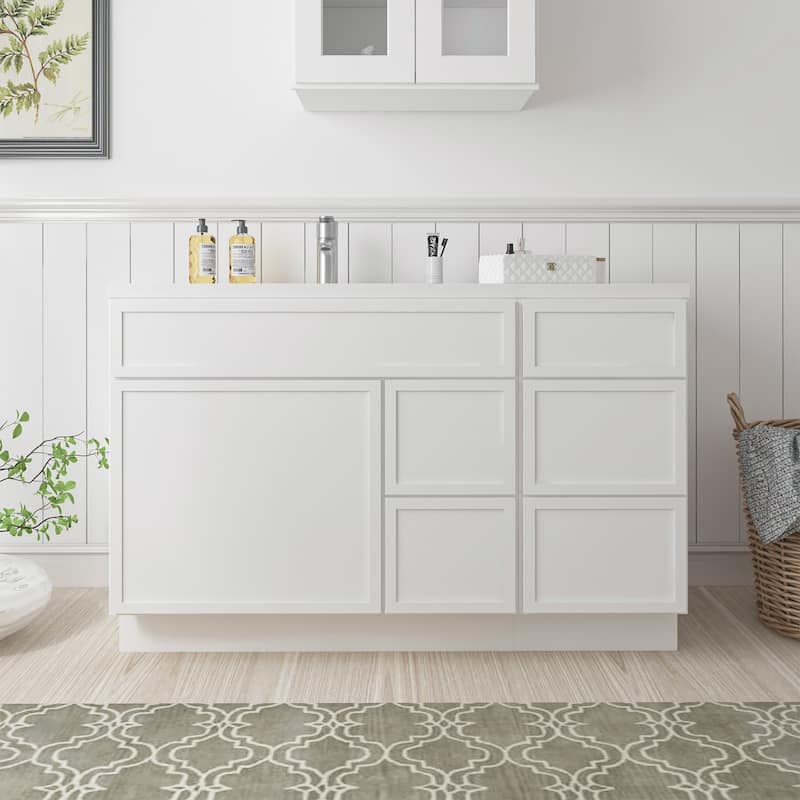 Vanity Art 51" Birch Freestanding Bathroom Vanity Cabinet without Top - White