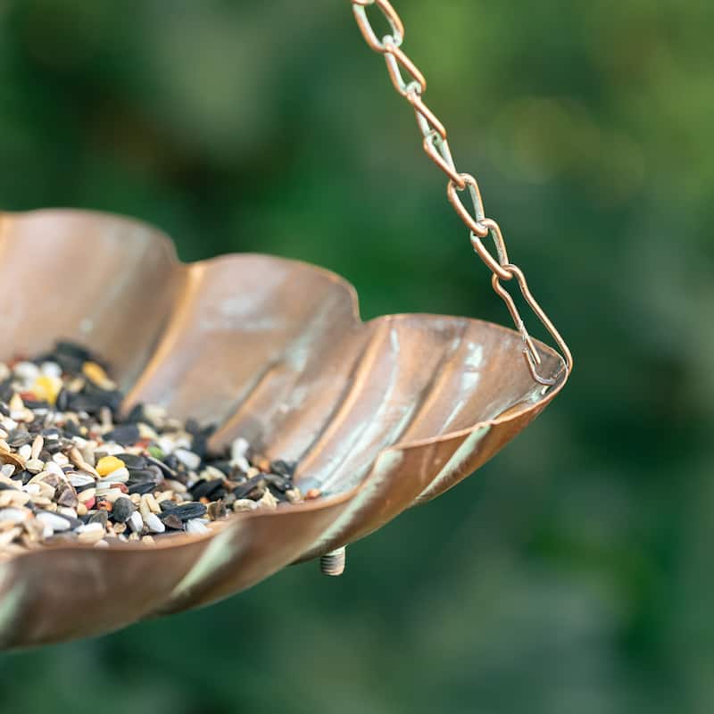 Glitzhome 19.5"H Metal Faux Copper Patina Finish Birdfeeder Free stanging or Hanging Birdbath
