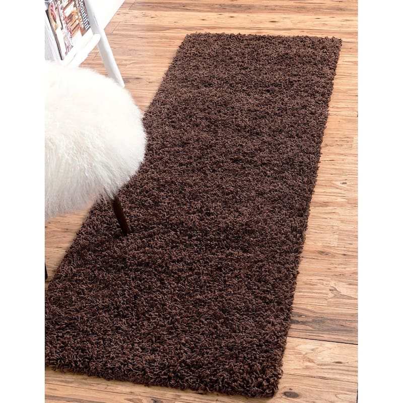 Shag Laurian Collection Area Rug - 2'6"x19'8" - Chocolate Brown
