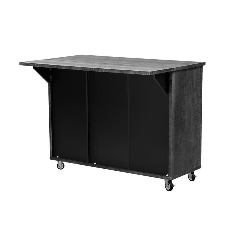 Mobile Kitchen Island on Wheels, Rolling Island Cart with Drop Leaf, Kitchen Island with Storage Rack & Adjustable Shelves