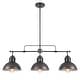 preview thumbnail 30 of 36, 3-Light Industrial Farmhouse Dome Pendant Metal Linear Kitchen Island Pendant Light Oil Rubbed Bronze Finish