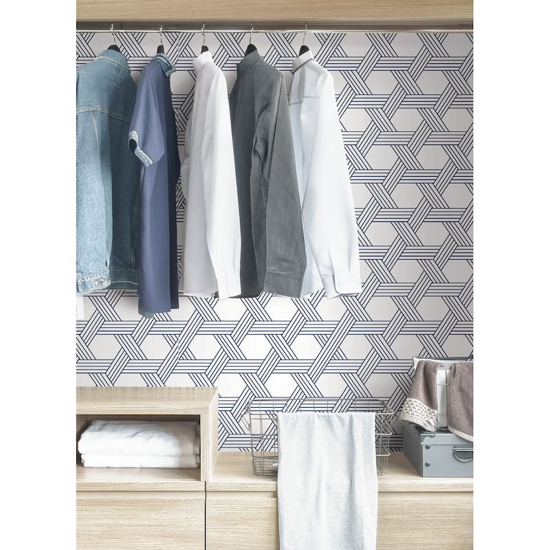 Scott Living Indigo Illusion Self Adhesive Wallpaper