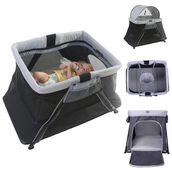 Crib Travel Bassinet 4 in 1 Pack Baby Crib Toddler Playard Play Tunnel 41.3 x 24.4 x 25.2 L x W x H
