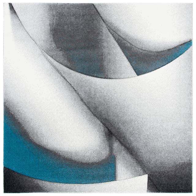 SAFAVIEH Hollywood Dasia Mid-Century Modern Abstract Rug - 6'7" x 6'7" Square - Grey/Blue