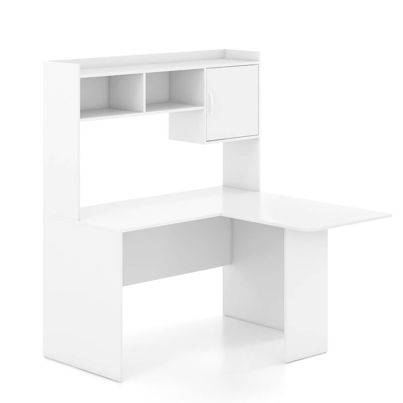 Gymax L-Shaped Desk w/ Open Storage Hutch Corner Computer Desk w/