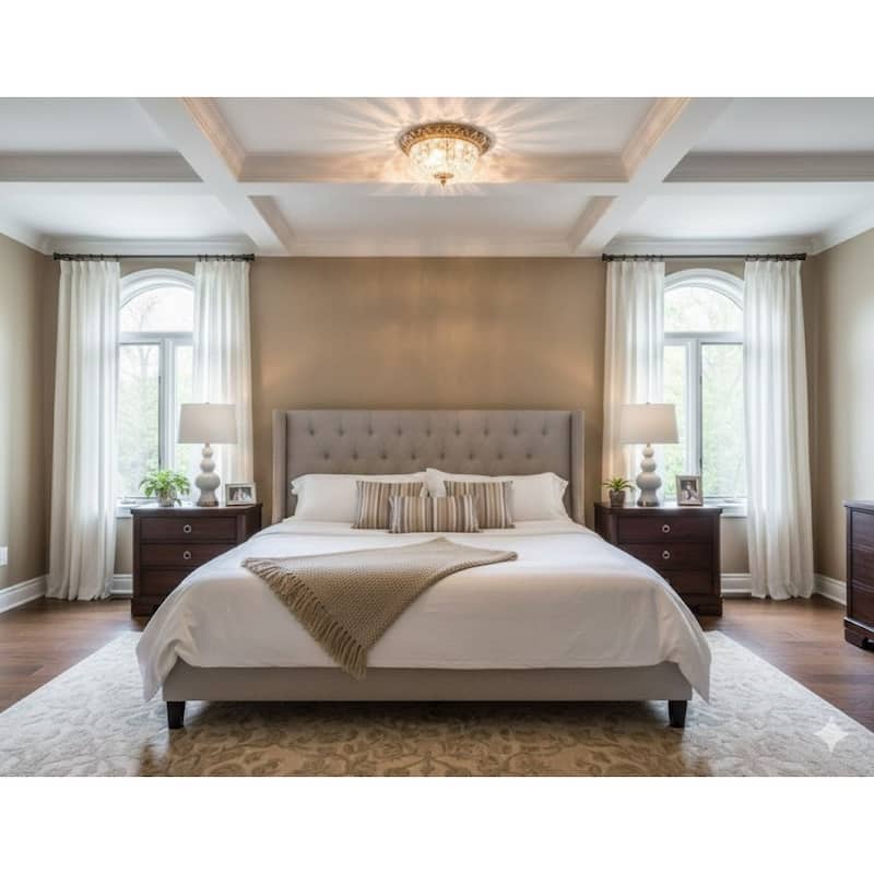 2 Light Brass Stainless Steel Flush Mount With Crystal Accents