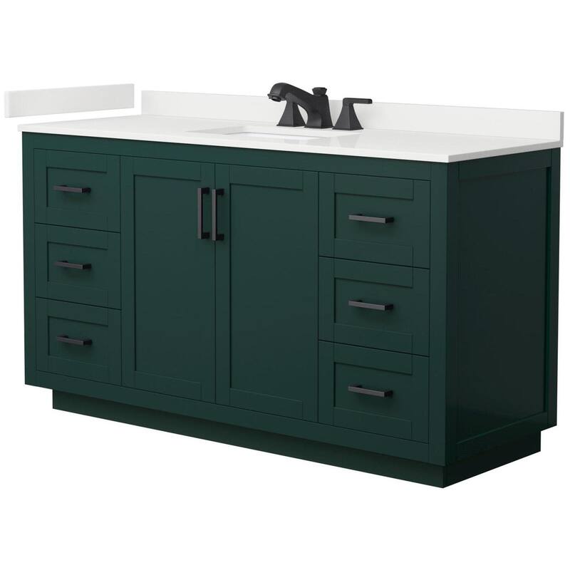 Wyndham Collection WCF292960S-QTZ-US3MXX Miranda 60" Free Standing - Green / White Quartz Top / Matte Black Hardware