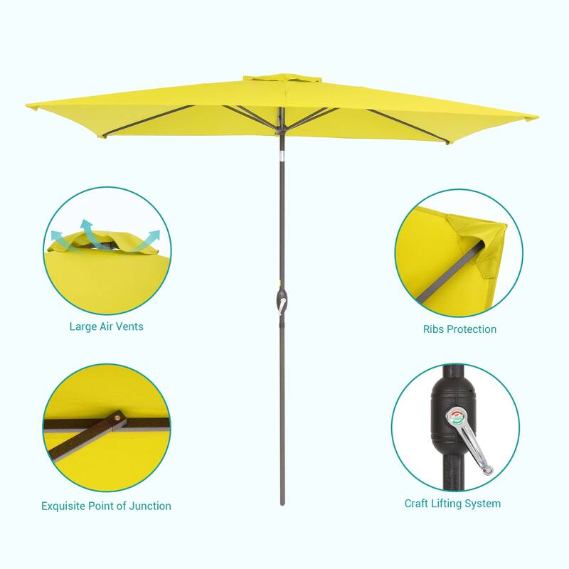 Bonosuki 10 x 6.5ft Patio Rectangular Umbrella with Tilt and Crank