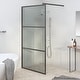 preview thumbnail 11 of 71, vidaXL Walk-in Shower Wall multi size Half Frosted ESG Glass Black Dark ESG (38.6"-39.4") x 76.8" - Black