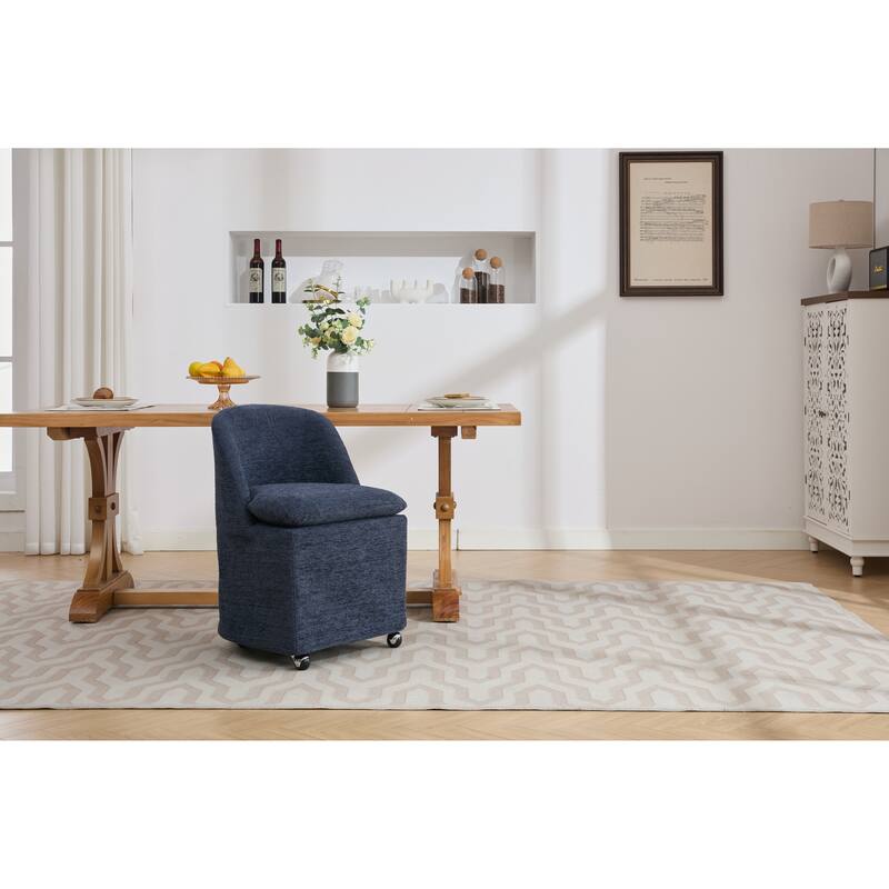 Modern 2 Piece Set 360° Swivel Fabric Kitchen Dining Chair with Back Cushion Universal Wheels for Dining Room Kitchen