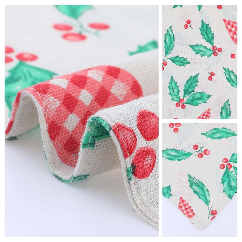 Farmhouse Placemats Set of 4 Polyester Placemats for Dining Table Decor Indoor Outdoor Kitchen Table Mat Wipe Clean - 18*13in - Red-Green