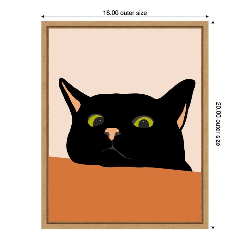The Curious Cat by Uma Gokhale Framed Canvas Wall Art Print - 16 x 20 in