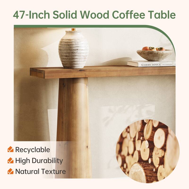 63-Inch Solid Wood Rectangular Console Couch Table for Entryway
