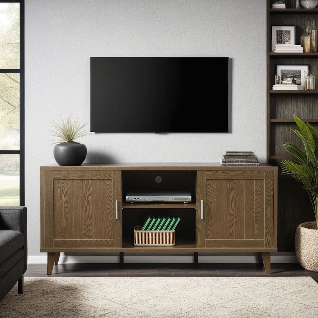Bridgevine Home Briggs Modern 60 Inch TV Stand Console for TVs up to 65 inches