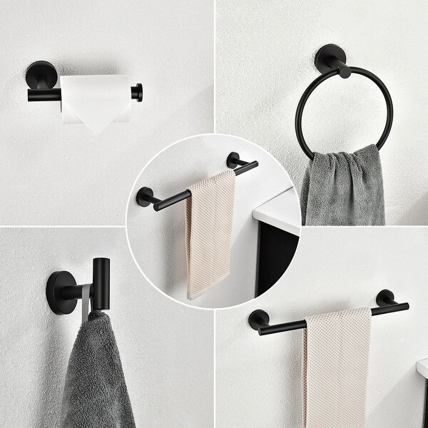 6 Piece Stainless Steel Bathroom Towel Rack Set Wall Mount Black
