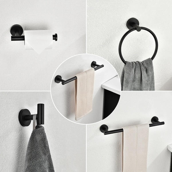 Matte Black Stainless Steel Towel Bar - Modern Bathroom Rail