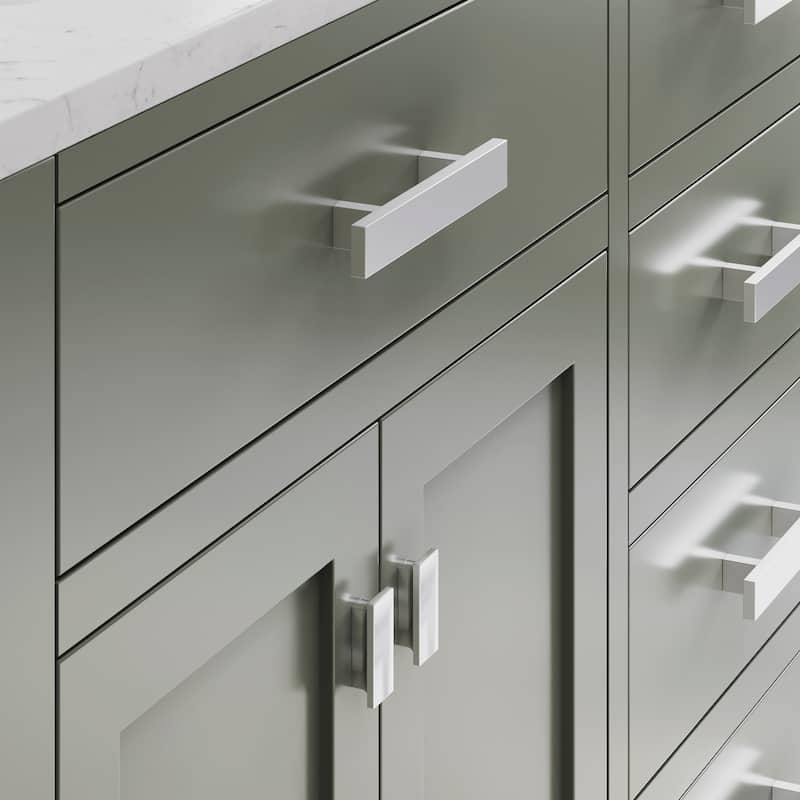Madison Carrara White Marble Countertop Vanity in Green with Faucet