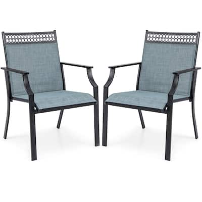 Costway Patio Chairs Set of 2 with All Weather Breathable Fabric High - See Details