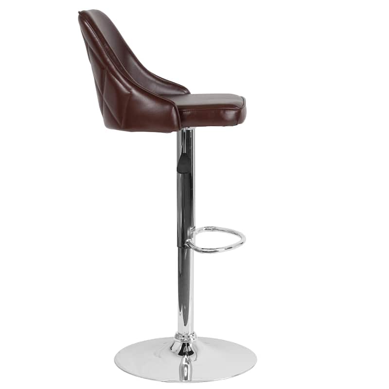 Modern Height-adjustable Chrome Barstool - 18"W x 19"D x 35.75" - 44.25"H - 18"W x 19"D x 35.75" - 44.25"H