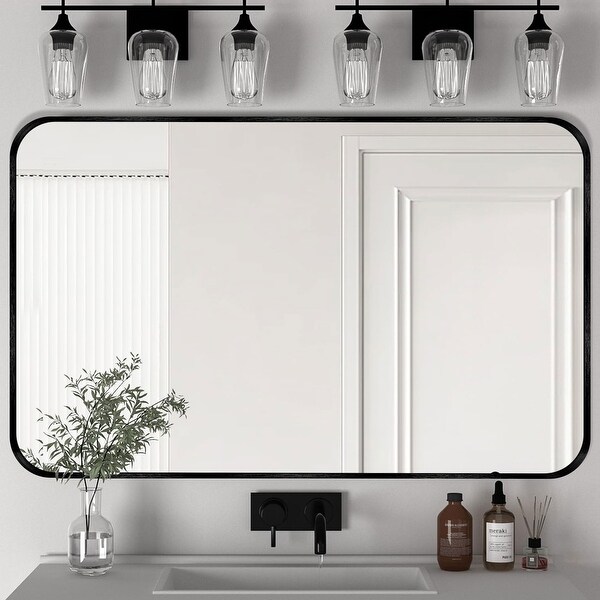 BED & BATH BEYOND ウォールミラー 　鏡　ミラー　46x56 Wall Mount Bathroom Rectangle Vanity Mirror (Horizontal