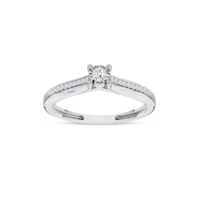 1/10ct TDW Solitaire Diamond Ring in 10K White Gold for Women