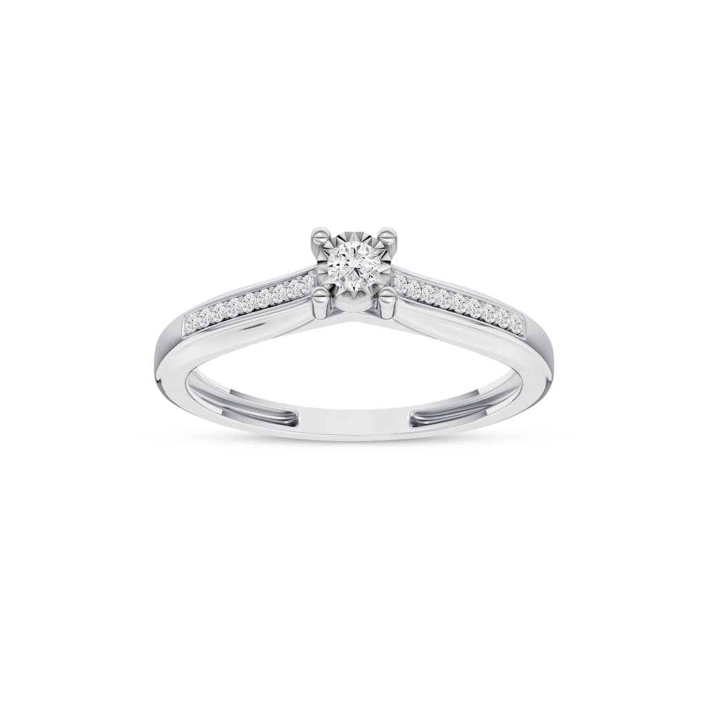 1/10ct TDW Solitaire Diamond Ring in 10K White Gold for Women