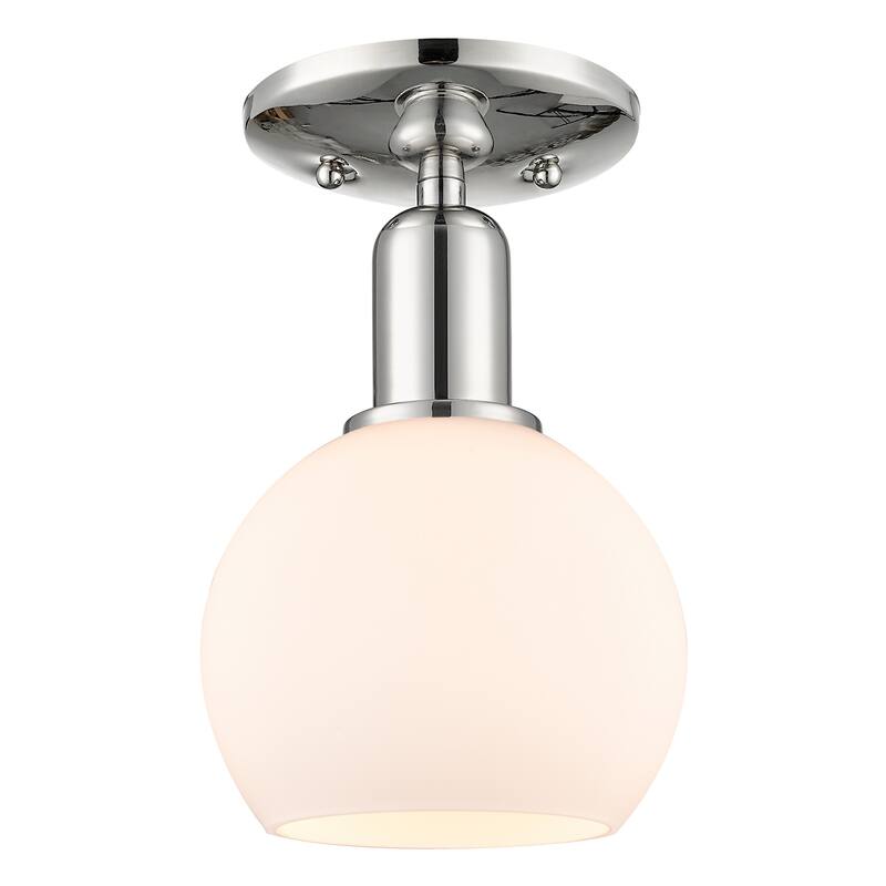 Innovations Lighting 716-1C-10-6 Athens Semi-Flush Athens 6" Wide - Polished Nickel / Matte White