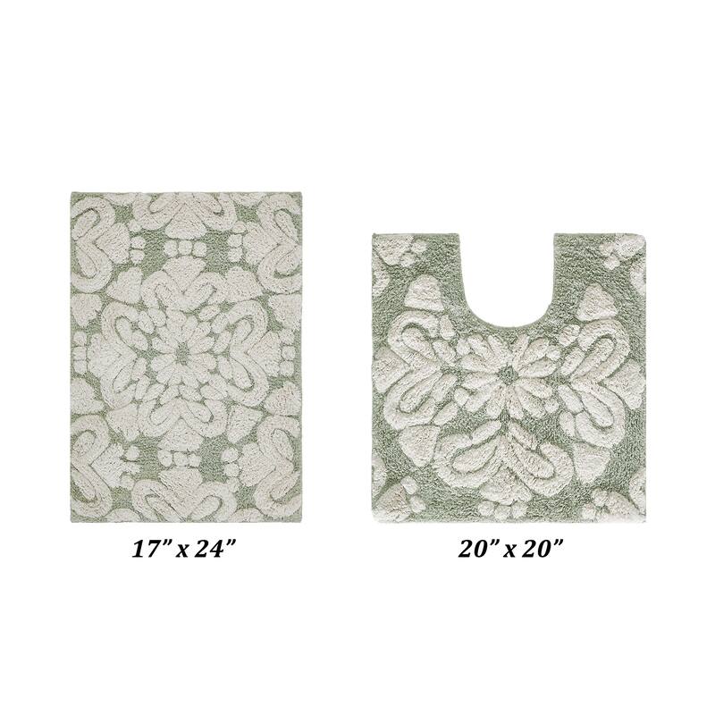 Better Trends Medallion Collection 100% Cotton 2-Pc Set Bathroom Rugs-Soft & Super Absorbent, Non-Skid Latex, Machine Washable